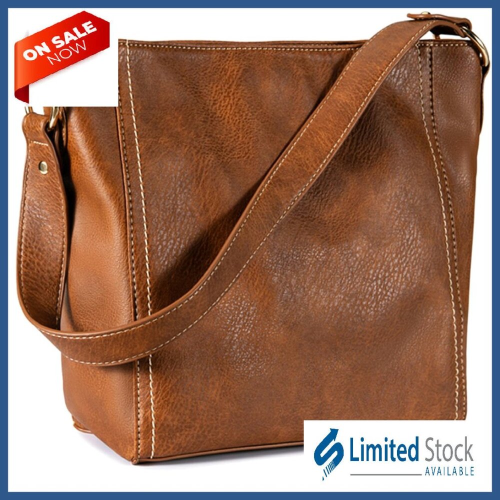 Luxury Vegan Leather Hobo Shoulder Bag - 13" Spacious Everyday Purse